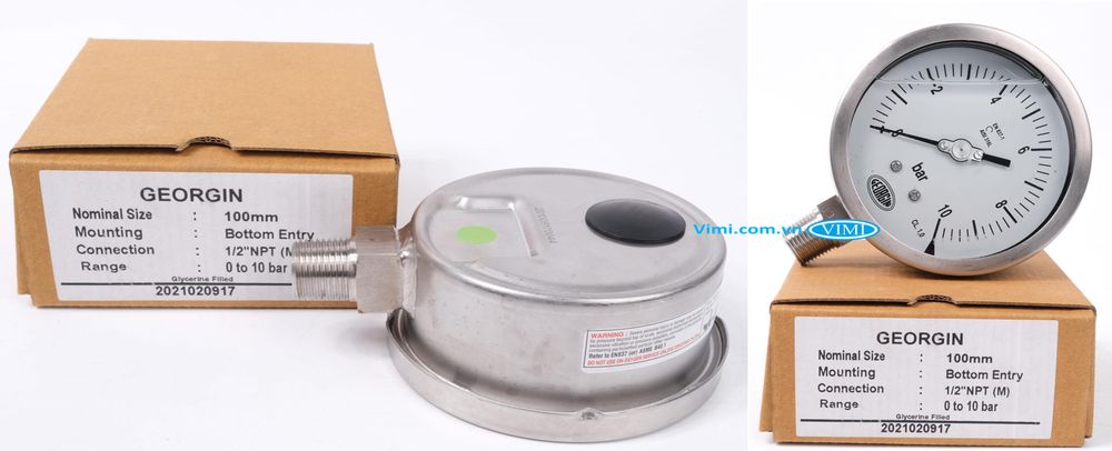Đồng hồ áp suất Georgin 0~10bar Đồng hồ áp suất Georgin 0~10bar 4