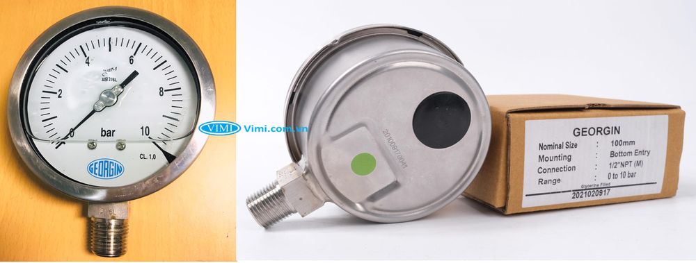 Đồng hồ áp suất Georgin 0~10bar Đồng hồ áp suất Georgin 0~10bar 5
