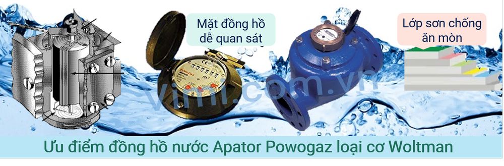 Apator Powogaz Woltman Đồng hồ nước apator powogaz loại cơ Woltman 4