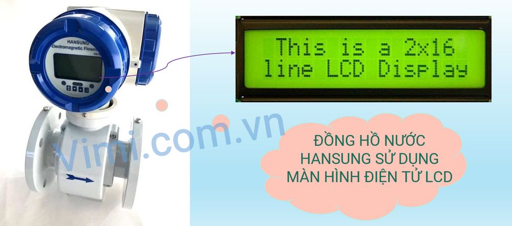 Đồng hồ nước hansung dn40 màn hình LCD