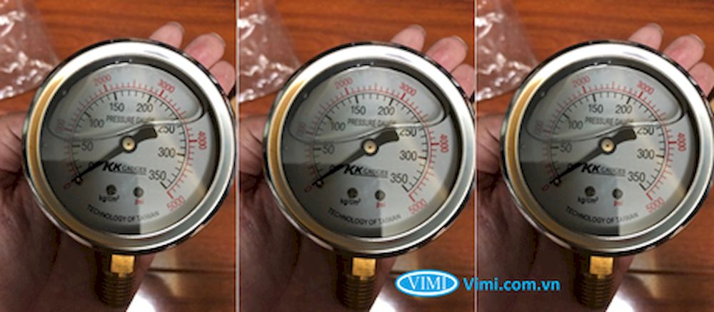 Đồng hồ áp suất KK Gauges vỏ inox chân đồng Đồng hồ áp suất KK Gauges
