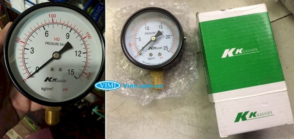 Đồng hồ áp suất KK Gauges chân đứng Đồng hồ áp suất KK Gauges chân đứng