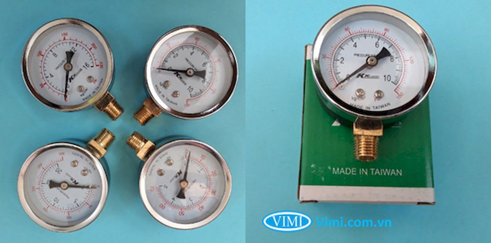 Đồng hồ áp suất KK Gauges vỏ inox chân đồng Đồng hồ áp suất KK Gauges