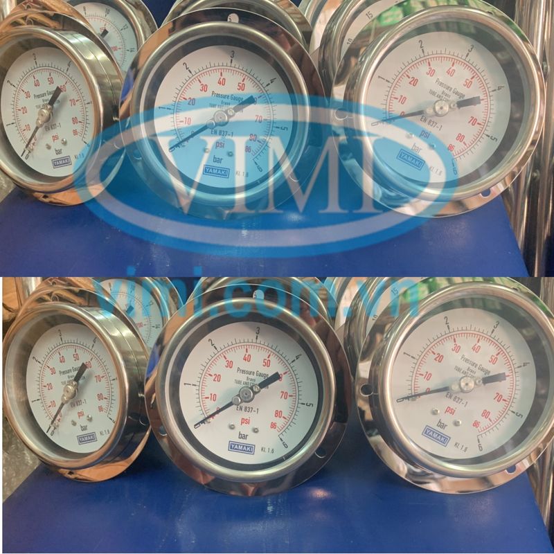Ứng dụng đồng hồ áp suất Yamaki vành inox_vimi