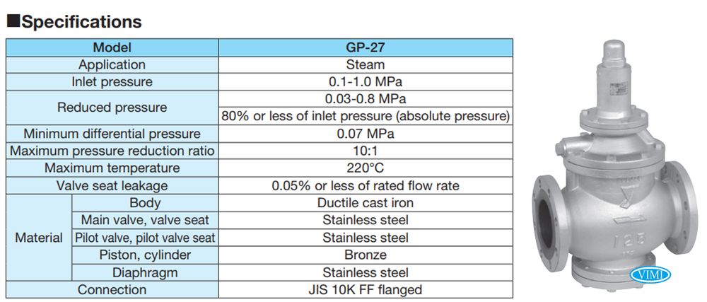 Đặc điểm & Công dụng van giảm áp Yoshitake GP-27