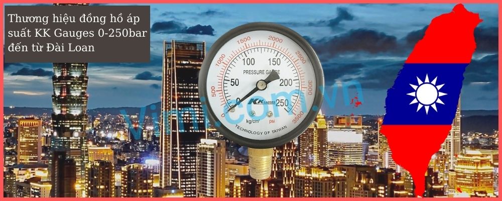 Đồng hồ áp suất KK Gauges 0-250bar thương hiệu đồng hồ áp suất kk gauges 0-250bar