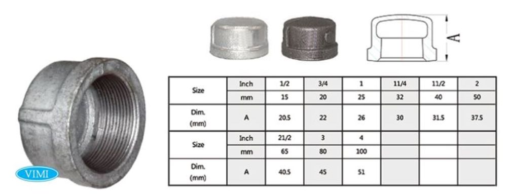 Nút bịt thép mạ kẽm ren trong Shan xi 2