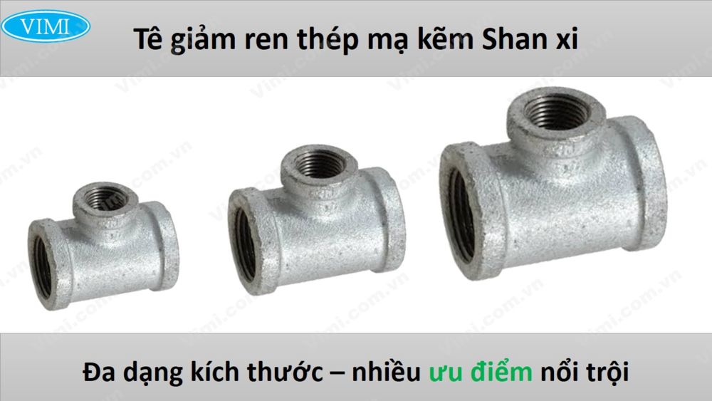 Tê giảm ren thép mạ kẽm Shan xi 3