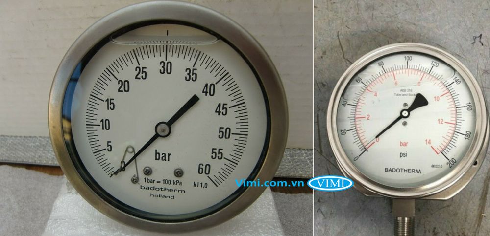 Đồng hồ inox Badotherm đo áp suất