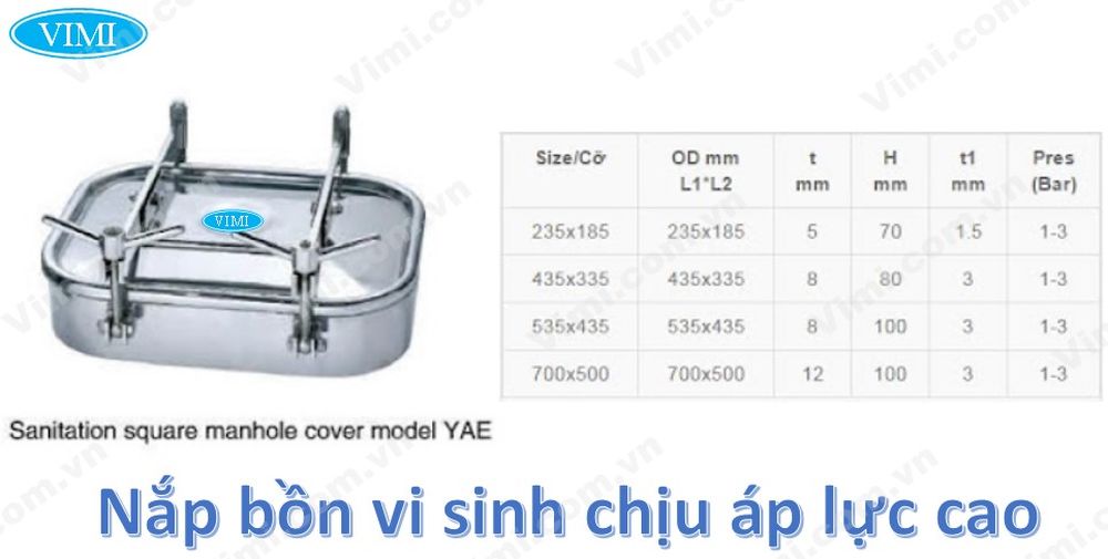 Nắp bồn inox vi sinh chữ nhật chịu áp lực