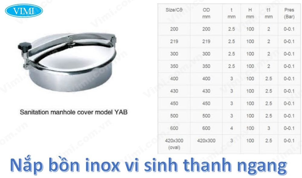 Nắp bồn tank inox thanh ngang vi sinh