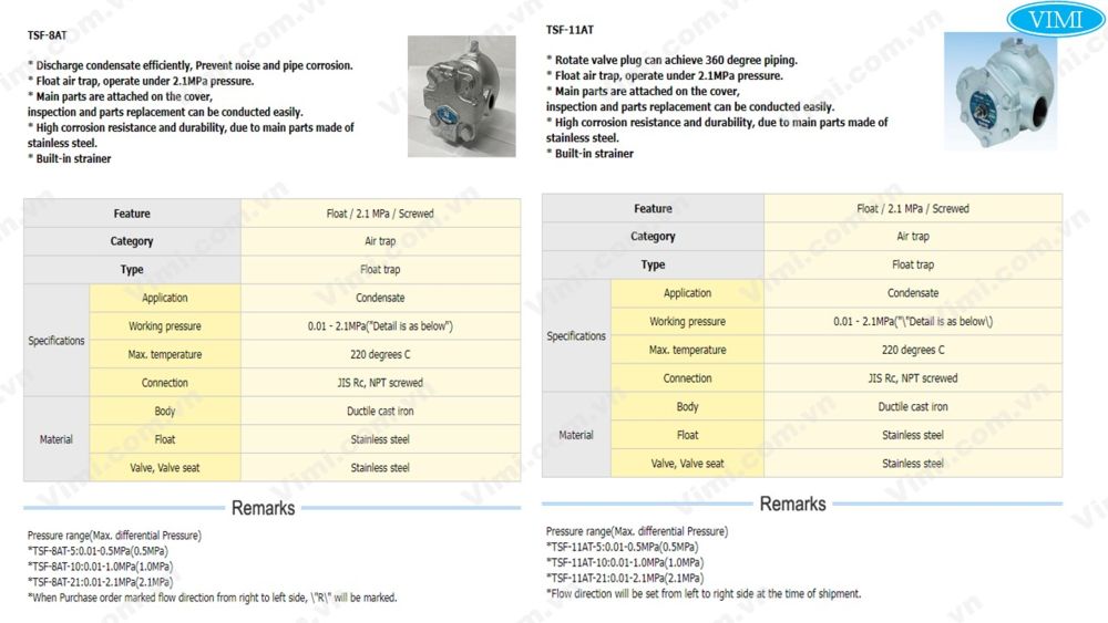 Yoshitake TSF-8AT | TSF-11AT Bẫy hơi Yoshitake TSF-8AT|TSF-11AT
