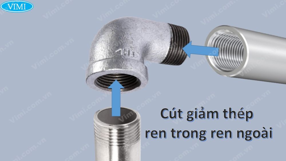 Cút giảm thép mạ kẽm ren trong ren ngoài Shan xi 2