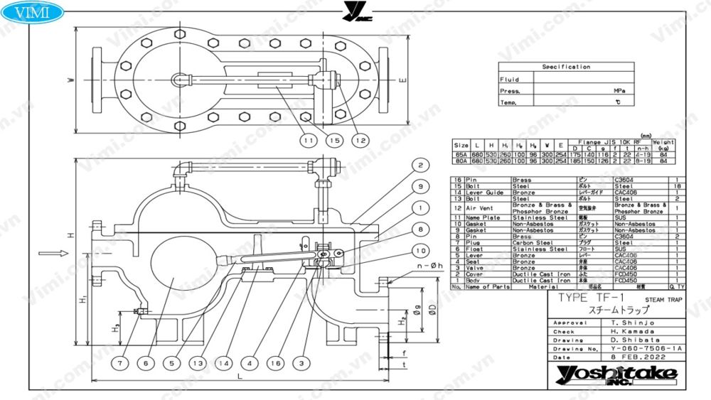 Yoshitake TF-1 Bẫy hơi Yoshitake TF-1