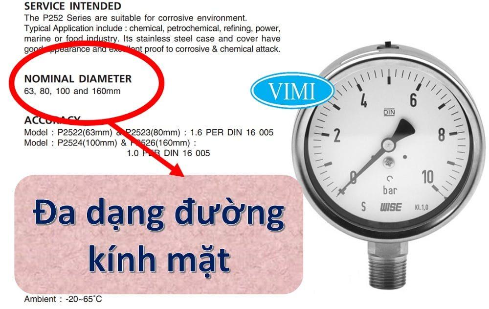 Đa dạng về đường kính mặt cho bạn chọn lựa