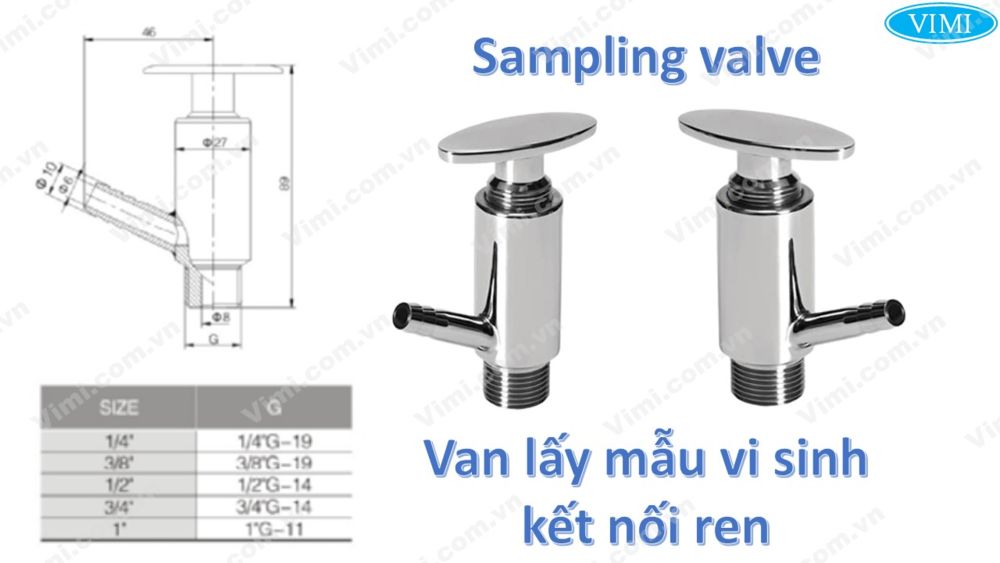 Van lấy mẫu inox vi sinh nối ren 1
