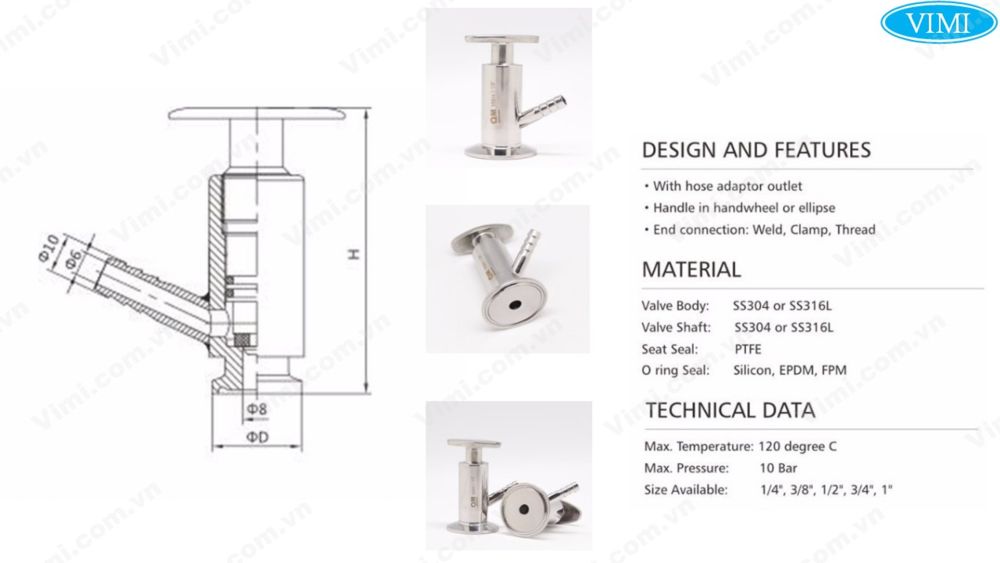 van lấy mẫu inox vi sinh clamp 2