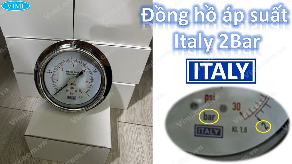 Đồng hồ áp suất Italy 2Bar Đồng hồ áp suất Italy 2Bar