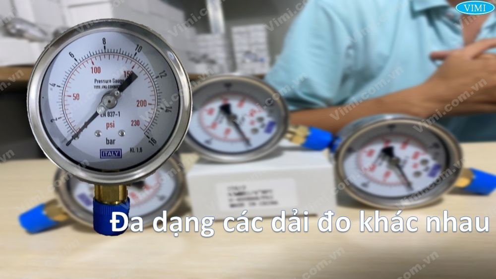 Đồng hồ áp suất Italy vỏ inox chân đồng Đồng hồ áp suất Italy chân đồng 3