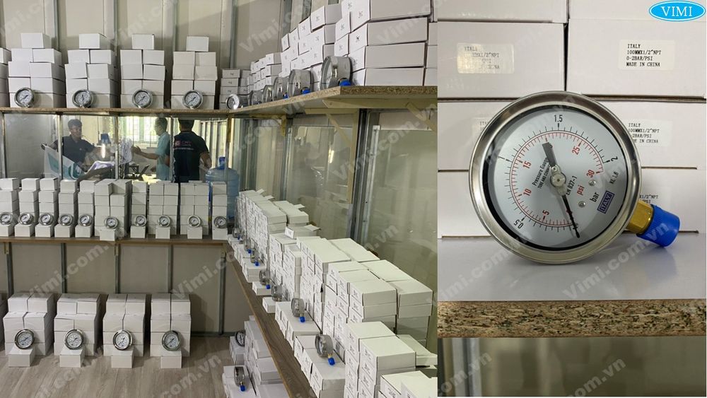 Đồng hồ áp suất Italy vỏ inox chân đồng Đồng hồ áp suất Italy chân đồng 4