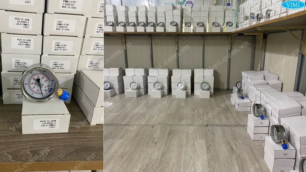Đồng hồ áp suất Italy vỏ inox chân đồng Đồng hồ áp suất Italy chân đồng 5