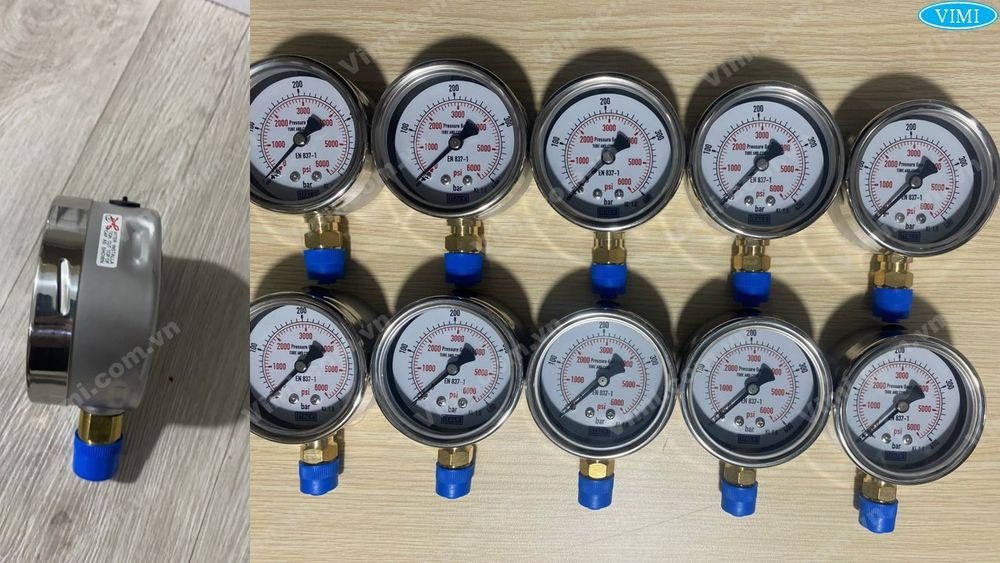 Đồng hồ áp suất Italy vỏ inox chân đồng Đồng hồ áp suất Italy chân đồng 6