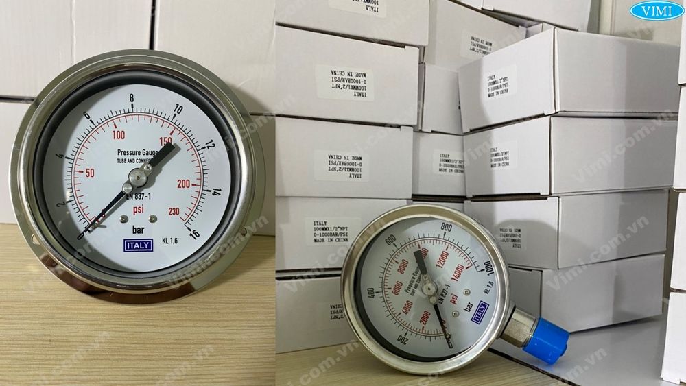 Đồng hồ áp suất Italy inox Đồng hồ áp suất Italy chân inox - 2