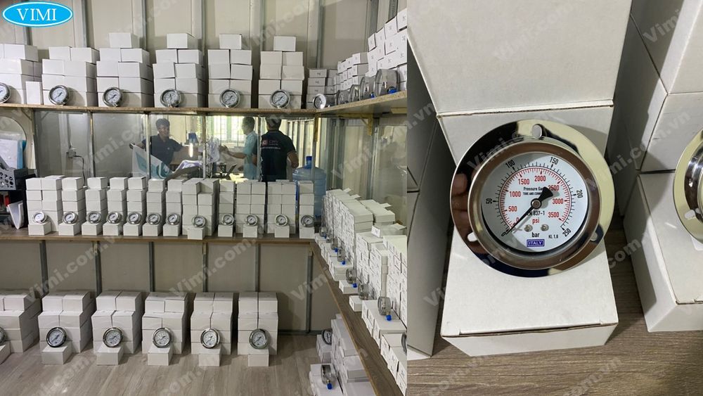 Đồng hồ áp suất Italy chân sau