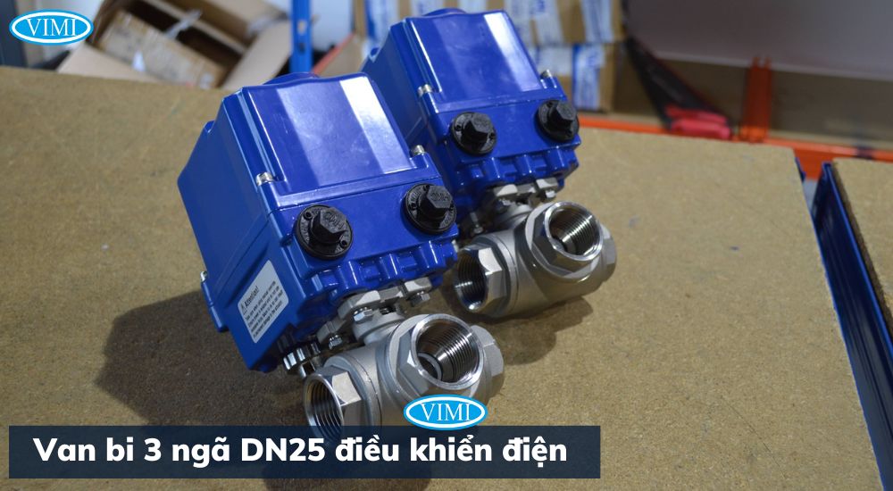Van bi DN25 - Van bi tay gạt DN25 van bi 3 ngã dn25 điều khiển điện