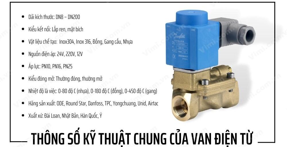 thông số kỹ thuật của van điện từ