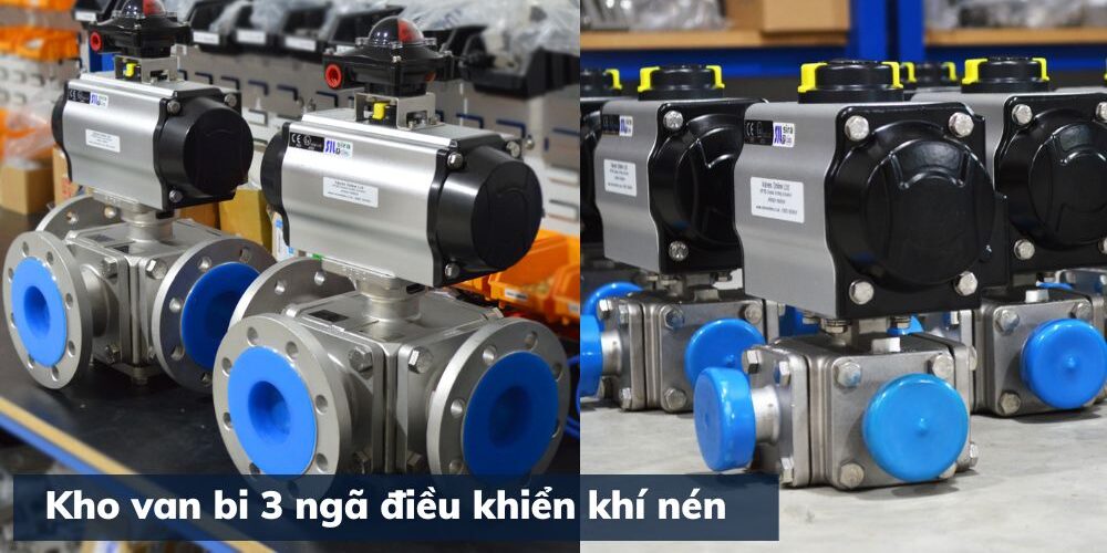 kho van bi điều khiển khí nén 3 ngã