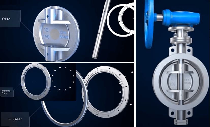 cấu tạo của van bướm lệch tâm kép