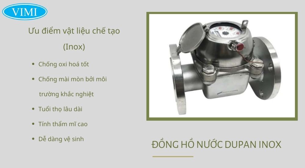 Ưu điểm vật liệu sản xuất Dupan nước sạch thân inox nối bích