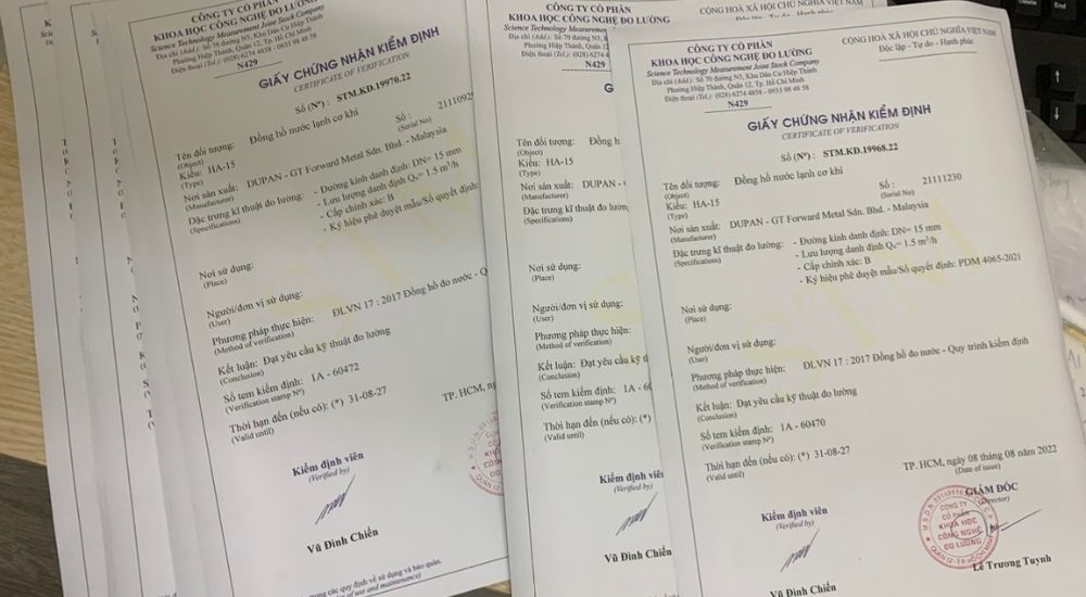 Vimi phân phối đồng hồ nước đầy đủ CO&CQ