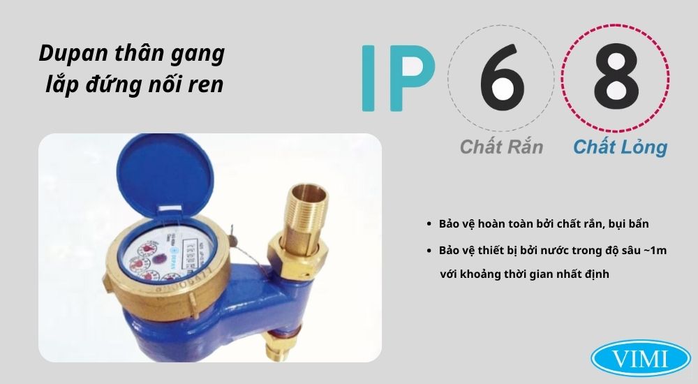 Dupan thân gang lắp đứng nối ren đạt cấp bảo vệ IP68