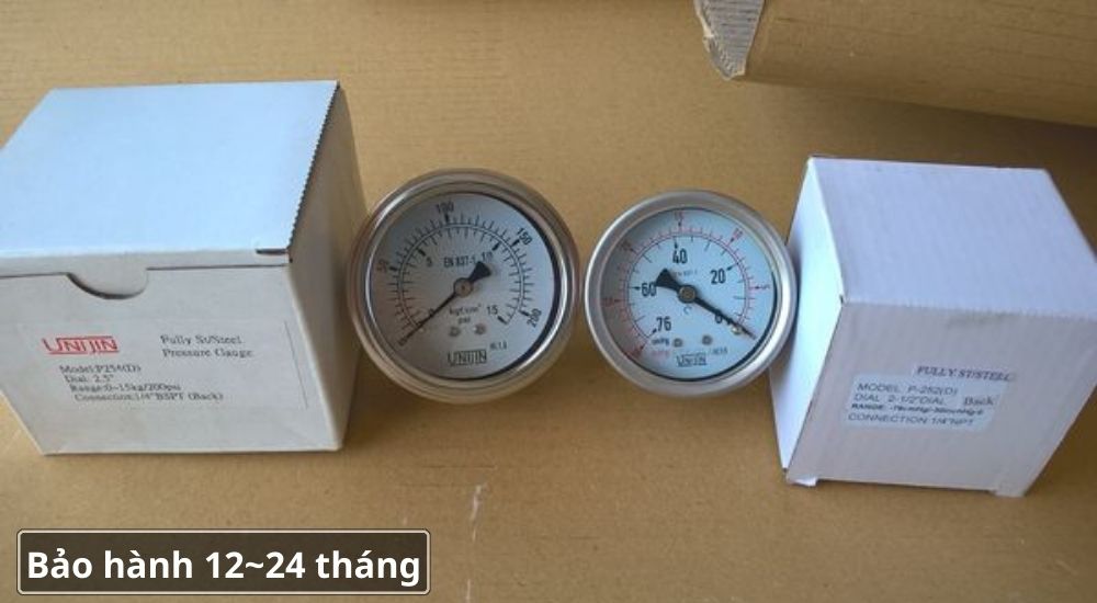 2.5 Đồng hồ áp suất Unijin bảo hành 12~24 tháng