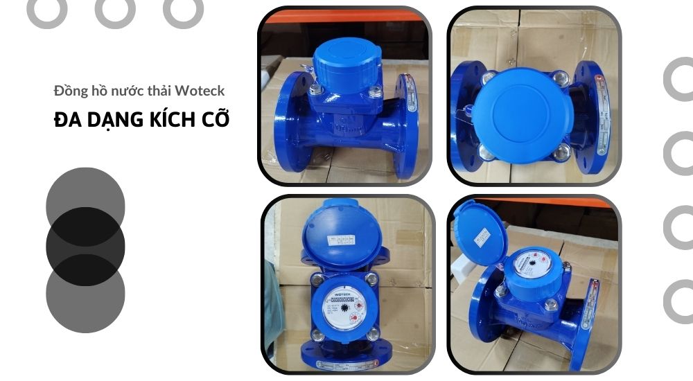 3. Đồng hồ nước thải Woteck đa dạng kích thước 