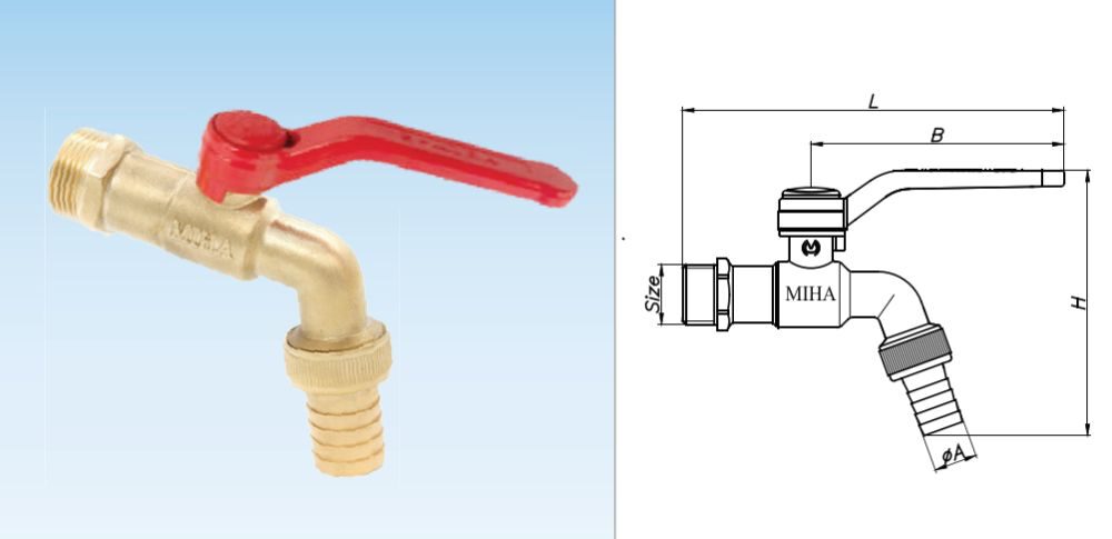 Vòi vườn đồng Miha tay gạt hợp kim nhôm voi vuon dong tay inox miha vimi.com .vn 1 e1688379280613
