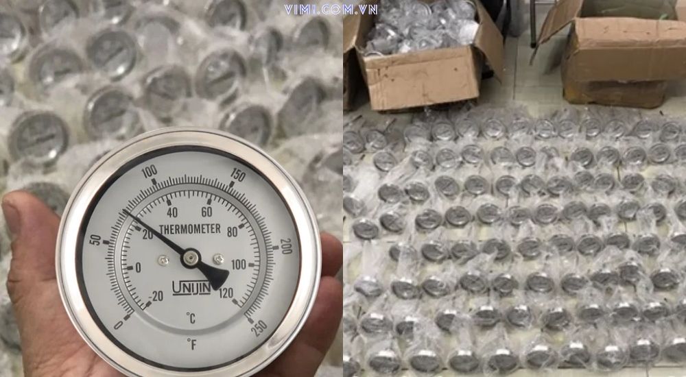Đồng hồ nhiệt Unijin vỏ inox chân đứng dong ho nhiet unijin vo inox chan dung vimi.com .vn 105 5
