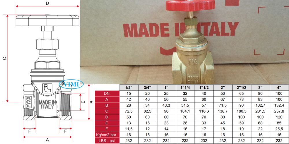 Itap 156 | BRASS GATE VALVE PN16 Itap 156