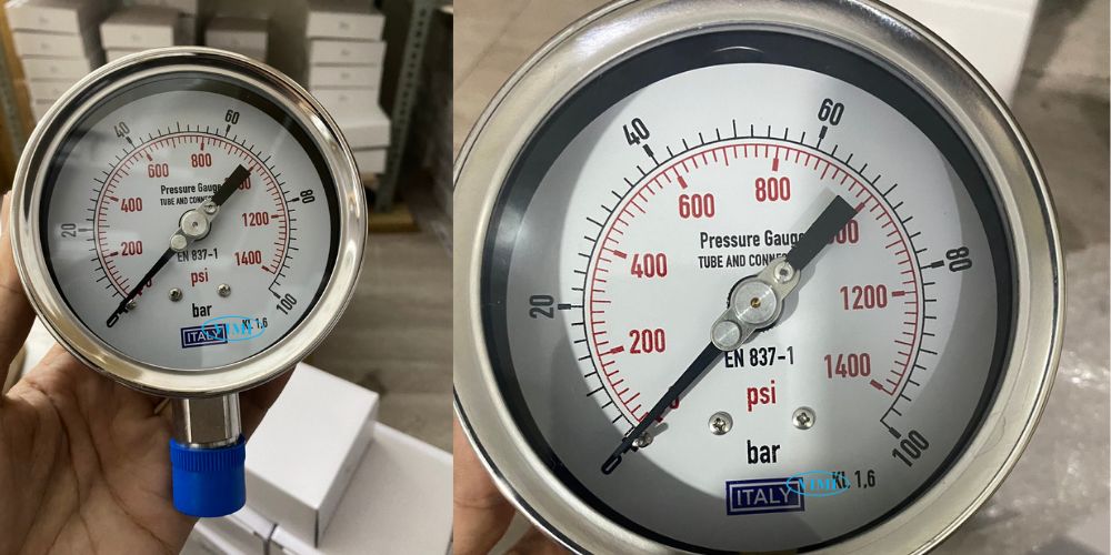 Đồng hồ áp suất Italy 0 ~ 100bar (1400psi) đồng hồ áp suất Italy 0 100bar 1400psi 2