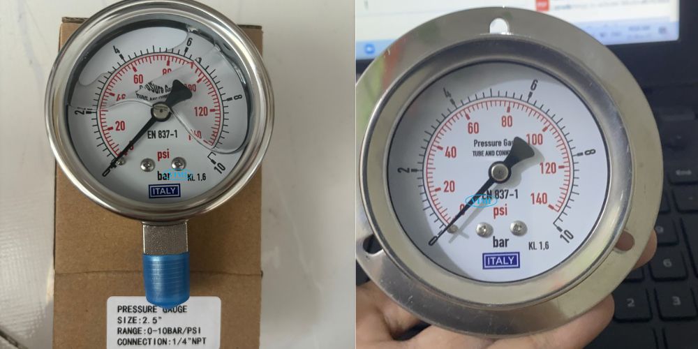đồng hồ áp suất Italy 0 10bar 140psi 3
