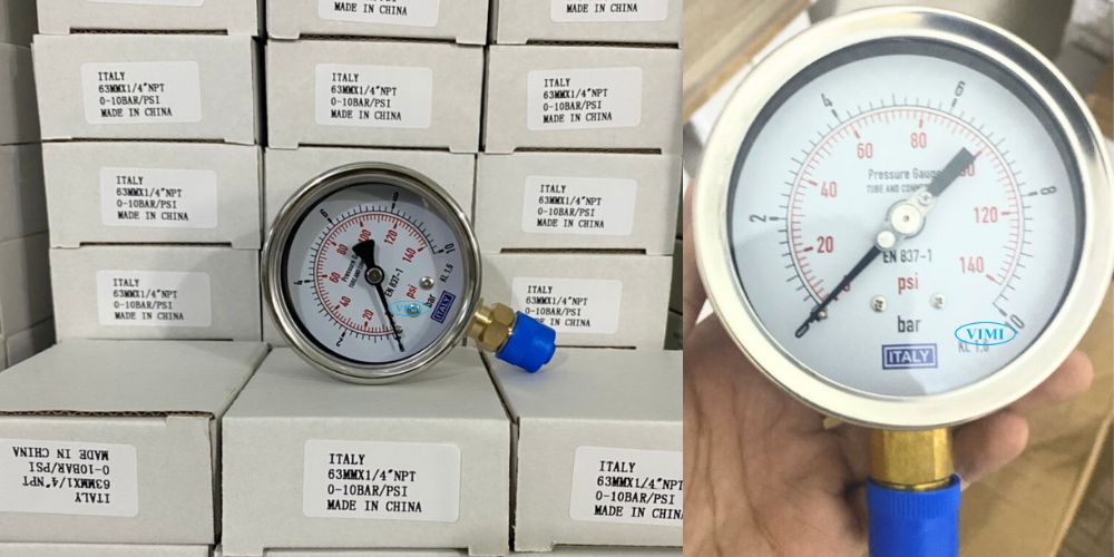 đồng hồ áp suất Italy 0 10bar 140psi