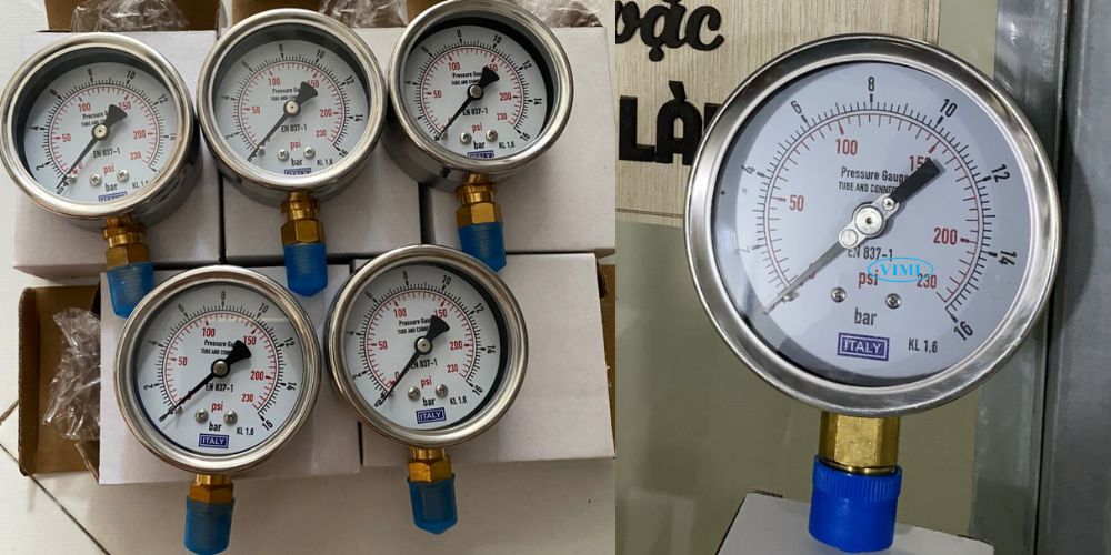 Đồng hồ áp suất Italy 0 ~ 16bar (250Psi) đồng hồ áp suất Italy 0 16bar 250psi