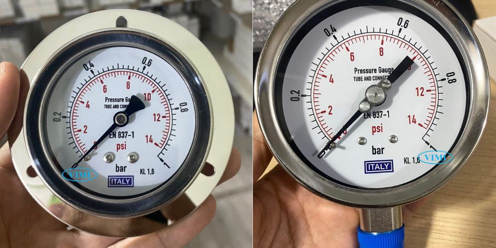 đồng hồ áp suất Italy 0 1bar 15psi