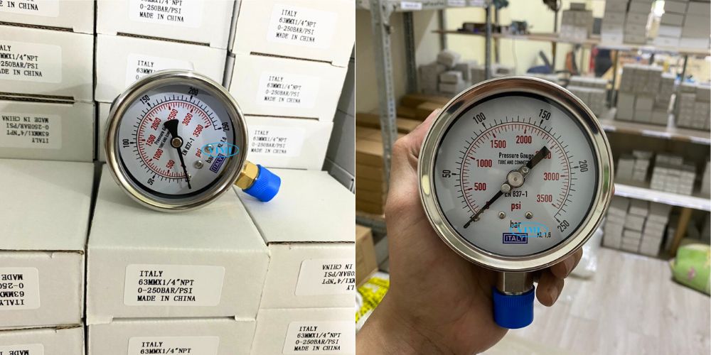 đồng hồ áp suất Italy 0 250bar 3500psi 4