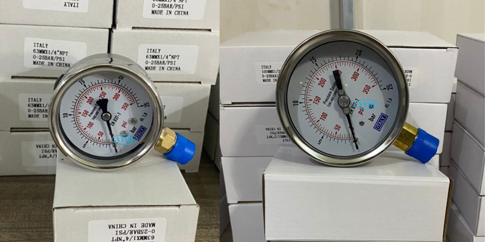 đồng hồ áp suất Italy 0 25bar 350psi 3