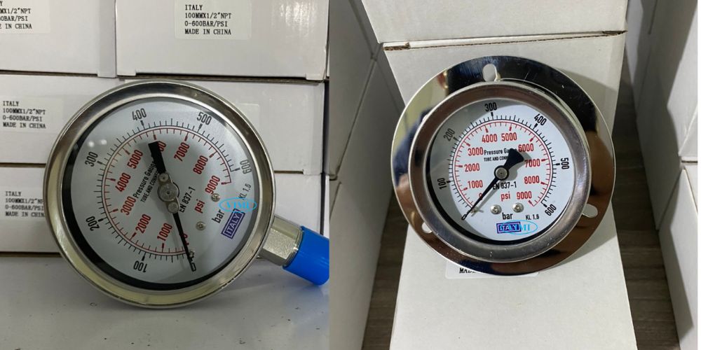 đồng hồ áp suất italy 0 600bar 9000psi 3