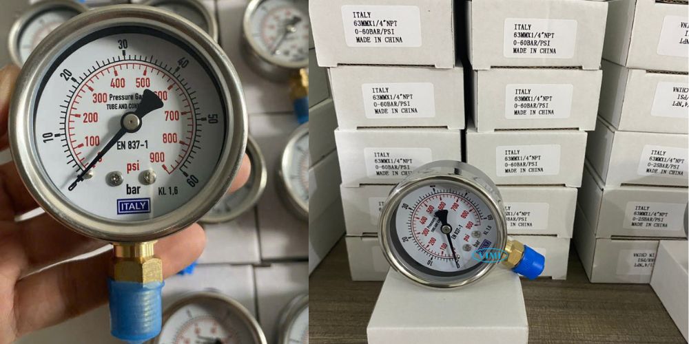 đồng hồ áp suất Italy 0 60bar 900psi 4
