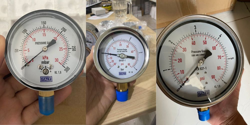Đồng hồ áp suất Italy mặt 100mm đồng hồ áp suất Italy 100a 100mm 4